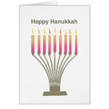 Jánuca feliz Menorah mira al trasluz la tarjeta