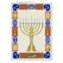 Jánuca Menorah Notecard Tarjetón