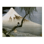 Japonés del vintage del muchacho y del monte Fuji  Postales