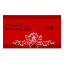 Jardín asiático rojo moderno del este de Lotus sag Plantillas De Tarjetas Personales