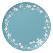 jardín azul floral plato de cena