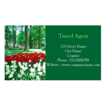 Jardín blanco rojo de los tulipanes tarjetas de negocio