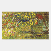 Jardín con crucifijo de Gustavo Klimt Pegatinas