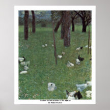 Jardín con los pollos en St. Agatha de Klimt Gusta Poster