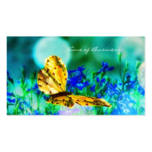 Jardín de flores elegante del azul de la mariposa plantillas de tarjeta de negocio