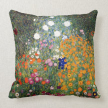 Jardín de flores que pinta a Gustavo Klimt Cojines