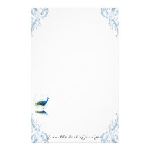 Jardín del pavo real en efectos de escritorio azul papeleria de diseño