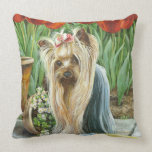Jardín del tulipán de Yorkie Almohadas