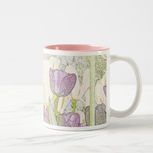 Jardín dibujado lápiz del tulipán taza de Zazzle.es