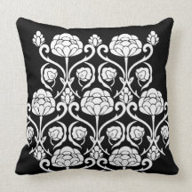 Jardín floral del blanco del negro de la almohada