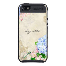 Jardín inglés, acuarela rosada azul de los Hydrang iPhone 5 Cárcasa
