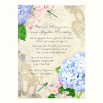 Jardín inglés, acuarela rosada azul de los Hydrang invitaciones