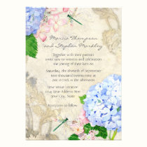Jardín inglés, acuarela rosada azul de los Hydrang invitaciones