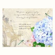 Jardín inglés, acuarela rosada azul de los Hydrang invitaciones