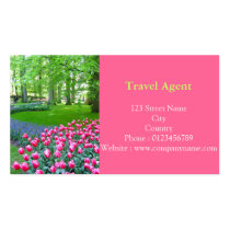 Jardín rosado de los tulipanes tarjetas de negocio