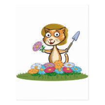 Jardinero de la flor del gato postal
