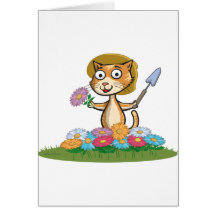Jardinero de la flor del gato tarjetas