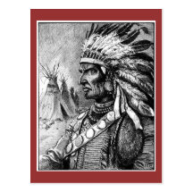 Jefe indio americano tarjeta postal