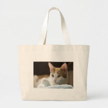 jengibre hermoso y gato blanco bolsas lienzo
