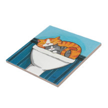 Jengibre y teja del arte de los gatos del fregader