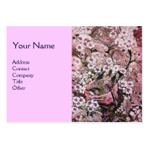 JERARQUÍA del PÁJARO, monograma, blanco rosado Tarjeta Personal