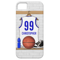 Jersey azul blanco personalizado del baloncesto cárcasas casemate