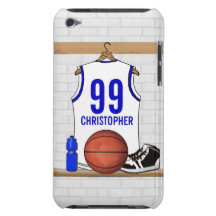 Jersey azul blanco personalizado del baloncesto iPod touch Case-Mate funda