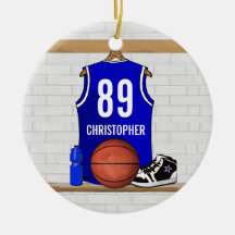 Jersey azul personalizado del baloncesto ornamentos para reyes magos