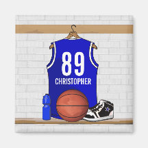 Jersey azul personalizado del baloncesto imanes  