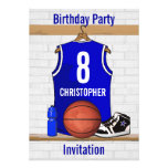 Jersey azul personalizado del baloncesto invitacion personalizada