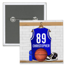 Jersey azul personalizado del baloncesto pins
