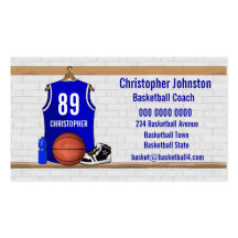 Jersey azul personalizado del baloncesto tarjeta de negocio