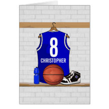 Jersey azul personalizado del baloncesto tarjeton