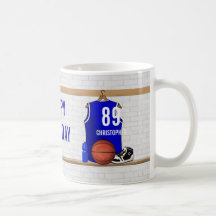 Jersey azul personalizado del baloncesto taza de café