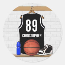 Jersey negro personalizado del baloncesto etiqueta
