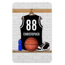 Jersey negro personalizado del baloncesto iman flexible