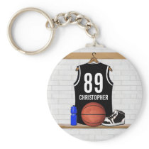 Jersey negro personalizado del baloncesto llaveros