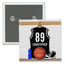 Jersey negro personalizado del baloncesto pin
