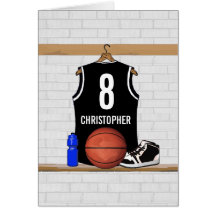Jersey negro personalizado del baloncesto felicitación