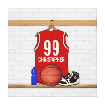 Jersey personalizado del baloncesto (rojo) impresión en lona