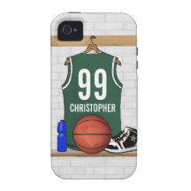 Jersey personalizado del baloncesto (verde) vibe iPhone 4 carcasas