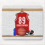 Jersey rojo personalizado del baloncesto tapetes de raton