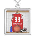 Jersey rojo personalizado del baloncesto colgantes