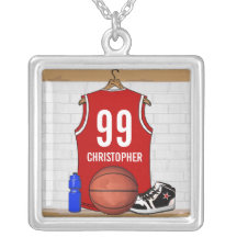 Jersey rojo personalizado del baloncesto colgantes