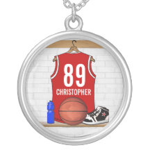 Jersey rojo personalizado del baloncesto colgantes personalizados