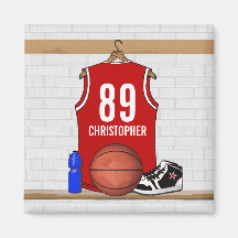 Jersey rojo personalizado del baloncesto imán para frigorifico