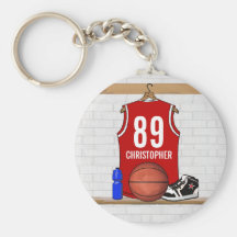 Jersey rojo personalizado del baloncesto llavero personalizado