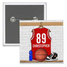 Jersey rojo personalizado del baloncesto pin