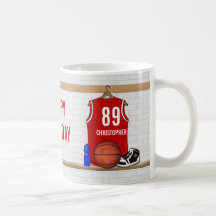 Jersey rojo personalizado del baloncesto tazas
