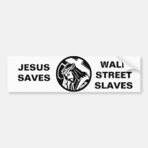 JESÚS AHORRA LOS ESCLAVOS DE WALL STREET ETIQUETA DE PARACHOQUE